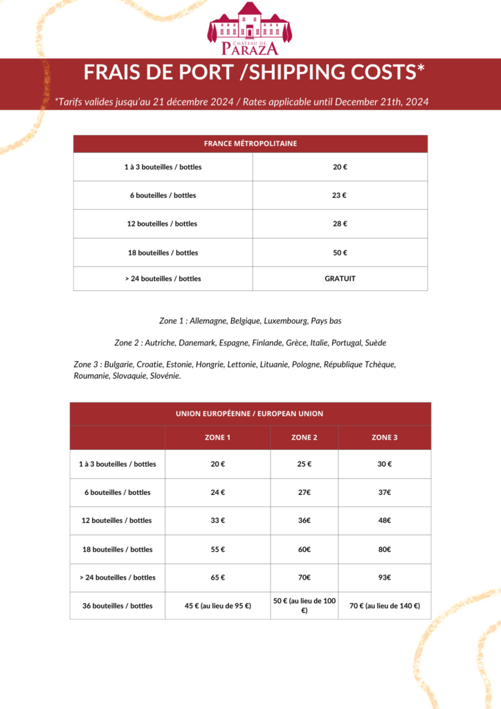 Vins de Paraza Frais de Port